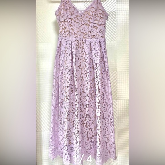 8 H&M lace dress lavender/nude with side zipper - Picture 7 of 9